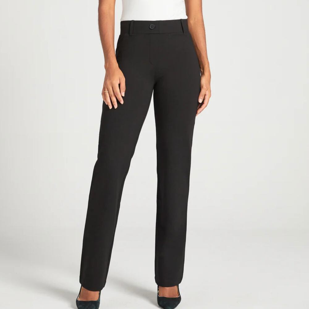Betabrand Classic Dress Pant Yoga Pant Medium Rise Black Straight Leg Medium